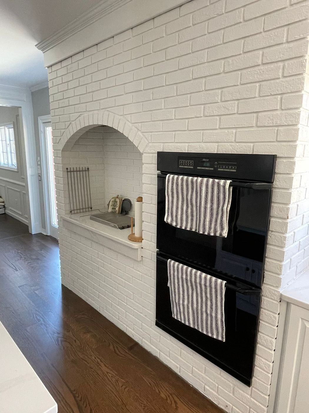 Kitchen remodel brick wall double oven
